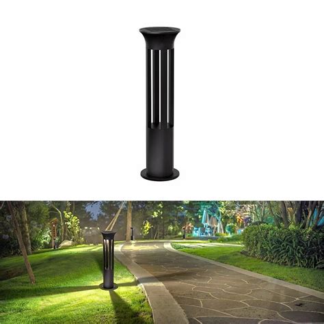 Hardoll Solar Outdoor Round Modern Bollard Led Garden Lights For