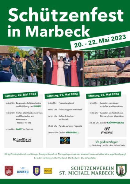 Schützenfest 2023 Termine Schützenverein St Michael Marbeck