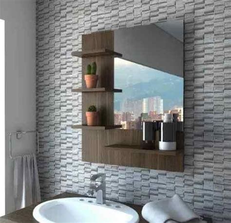 Mueble de baño flotante repisa espejo gabinete moderno en Colombia