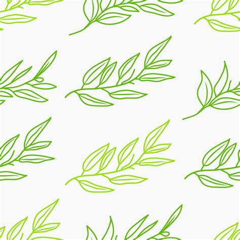 Green Line Drawing Leaf Seamless Pattern 13354558 Vector Art At Vecteezy