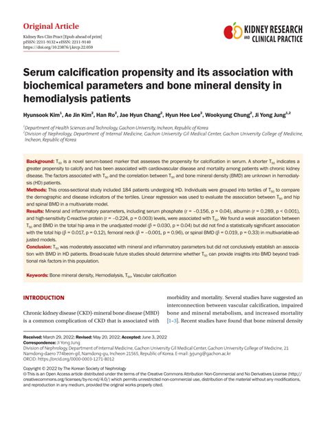 PDF Serum Calcification Propensity And Its Association With