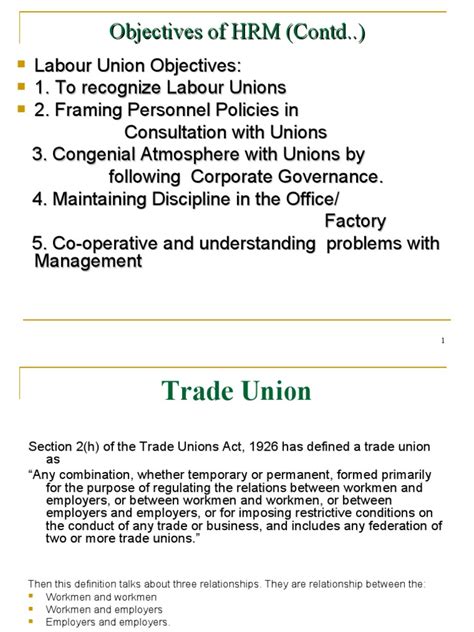 Objectives Of Hrm Contd Pdf Employment Trade Union