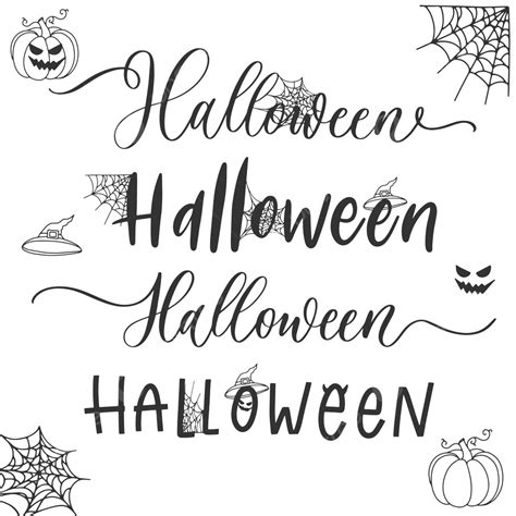 Halloween Set Hand Lettering Text Banner Vector Calligraphy Background