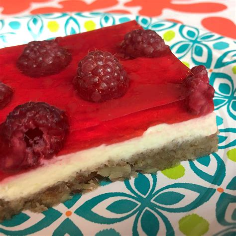 Low Carb Keto Raspberry Jello Cheesecake Bar Recipe Raspberry