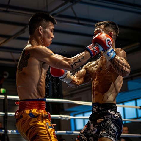 Jogo de boxe Muay Thai no ringue | Foto Premium
