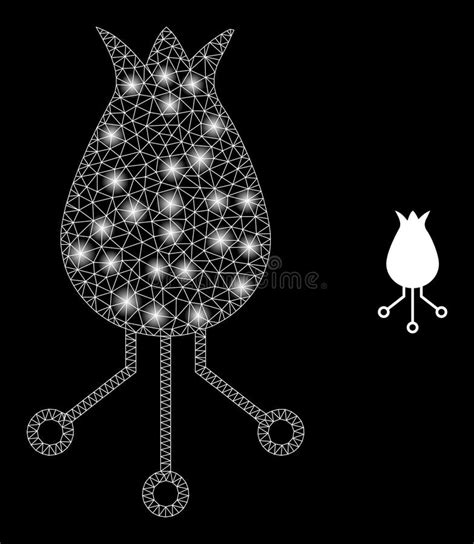 Vector Mesh Web Alien Egg Circuit With Light Constellation Flares Stock