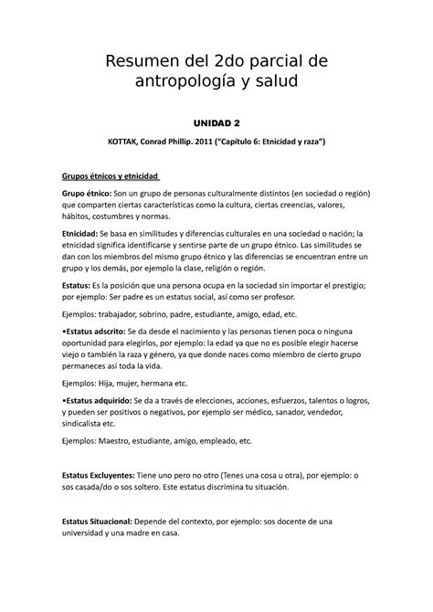 Resumen Del Do Parcial De Antropolog A Y Salud Resumen Del Do