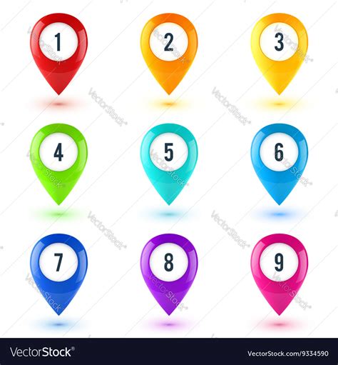 Colorful Map Point Symbols Set Royalty Free Vector Image