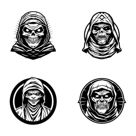 Premium Vector Creepy Mummy Hand Drawn Logo Design Illustration