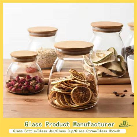 High Borosilicate Glass Storage Jar With Bamboo Lid 80ml 100ml 150ml