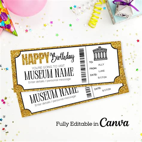 Museum Gift Certificate Template | Museum Gift Ticket | Surprise Museum ...