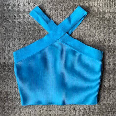 Bright Blue Glassons Halter Cross Over Top Thick Depop