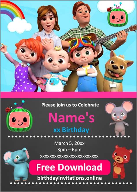 Cocomelon Birthday Invitation Birthday Invitations