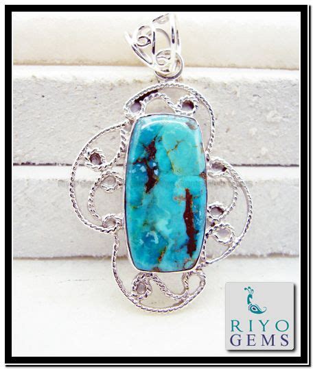 Blue Copper Turquoise Silver Pendant Gemstone Jewelry Sterling