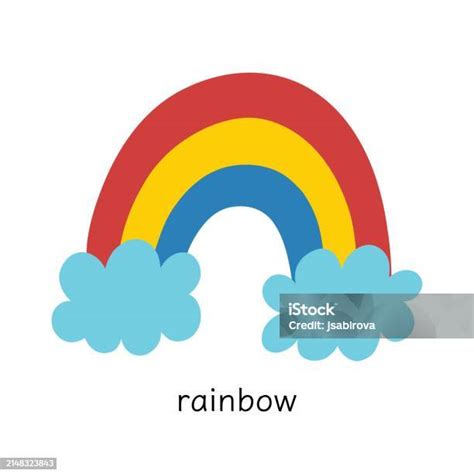 Rainbow Weather Flashcard For Kids Rainbow With Clouds Clipart In