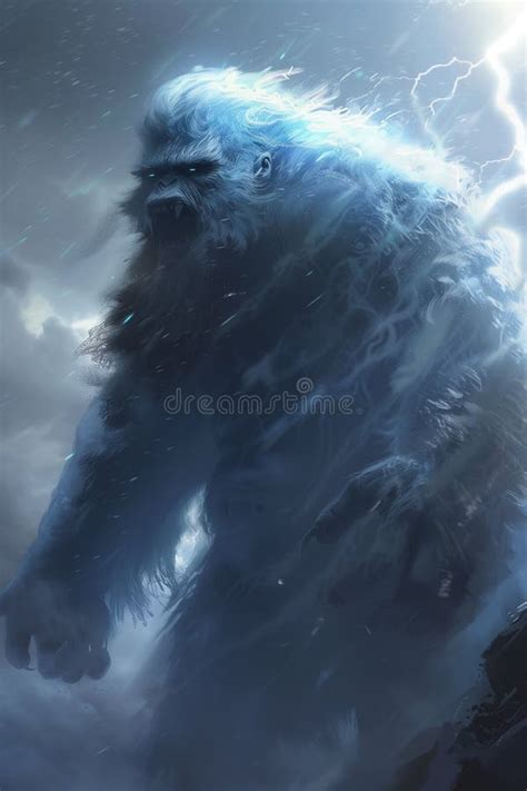 Cinematic Yeti Poster - Abominable Snowman Art Stock Illustration ...