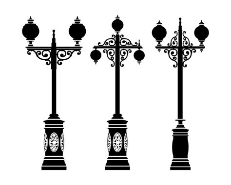 Set Silhouette Of Vintage Decorative Retro Street Lamp 44831395 Vector