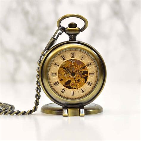 Bronze Engraved Half Hunter Pocket Watch By GiftsOnline4U