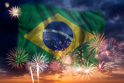 Fireworks and Flag of Brazil Stock Photo - Image of black, party: 125620470