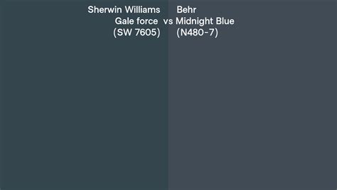 Sherwin Williams Gale Force Sw 7605 Vs Behr Midnight Blue N480 7