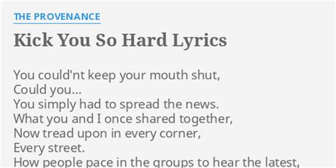 Kick You So Hard Lyrics By The Provenance You Couldnt Keep Your