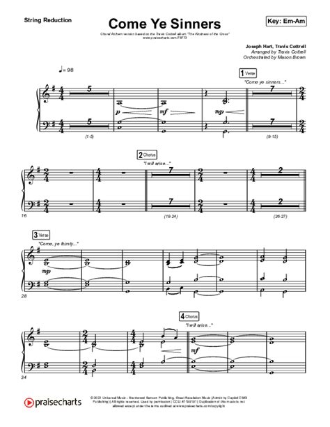 Come Ye Sinners Choral Anthem SATB String Reduction Sheet Music PDF