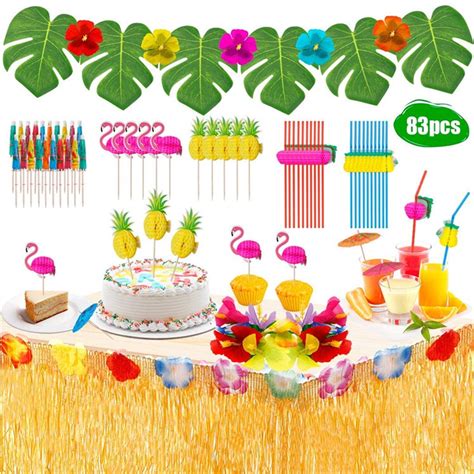 Tropical Luau Party Decoration 83pcs Hawaiian Beach Theme Party Favors