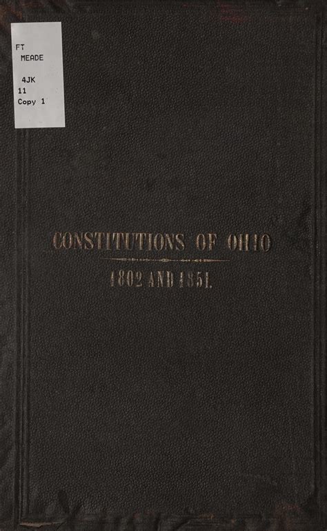 Image 1 Of The Constitutions Of Ohio Of 1802 And 1851 With Notes Of