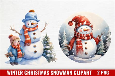 Winter Christmas Snowman Clipart Graphic By Craftart Creative Fabrica