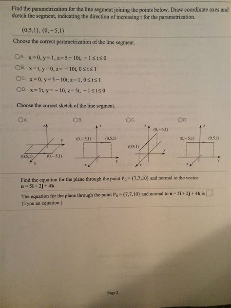 Solved Find The Parametrization For The Line Segment Joining