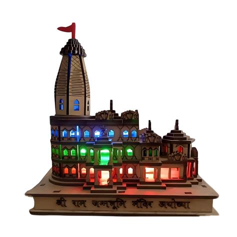 Buy Zobano Shri Ram Mandir Ayodhya 3D Model Wooden Hand Carved Temple 6