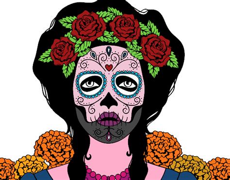 Dibujo De Mujer Calavera Mejicana Pintado Por Perlitamm En Dibujos Net