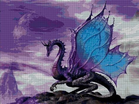 Purple Dragon Fantasy Art Cross Stitch Pattern In Pdf Anchor Dragon