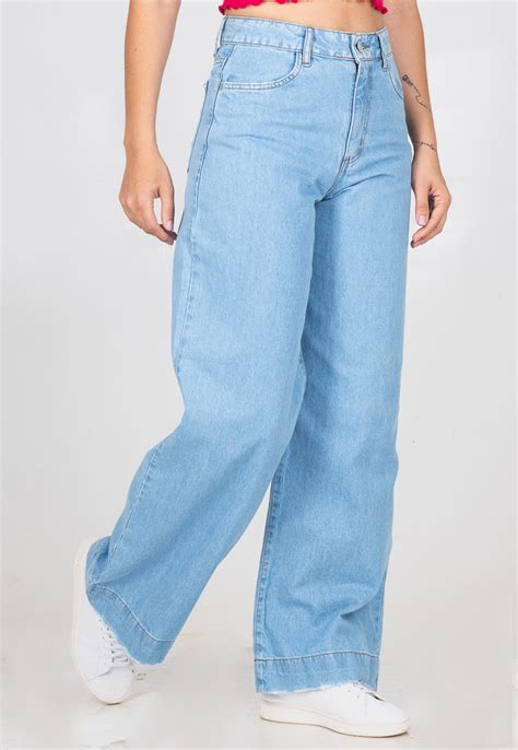 Calça Jeans Wide Leg Feminina Pantalona Cintura Alta