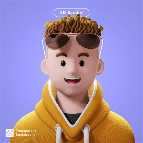 Avatar De Dessin Animé De Rendu 3d Isolé PSD Premium