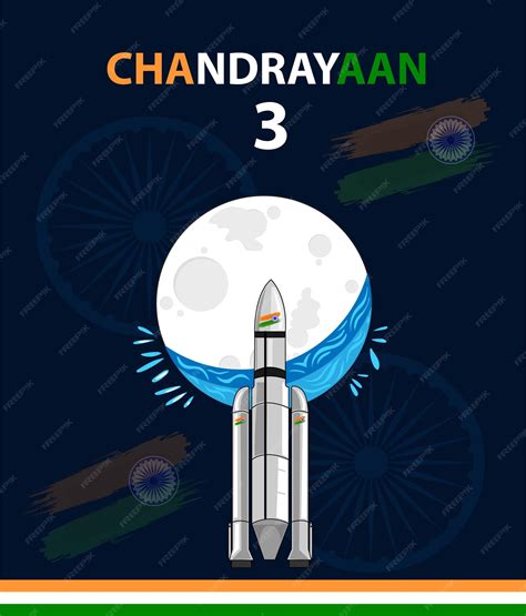 Chandrayaan3 ракета индии плакат с векторной иллюстрацией | Премиум векторы