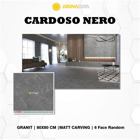 Jual LANTAI GRANIT MATT CARVING SUNPOWER CARDOSO NERO UKURAN 80X80CM