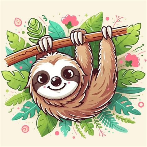 Premium Vector Sloth Cute Vector