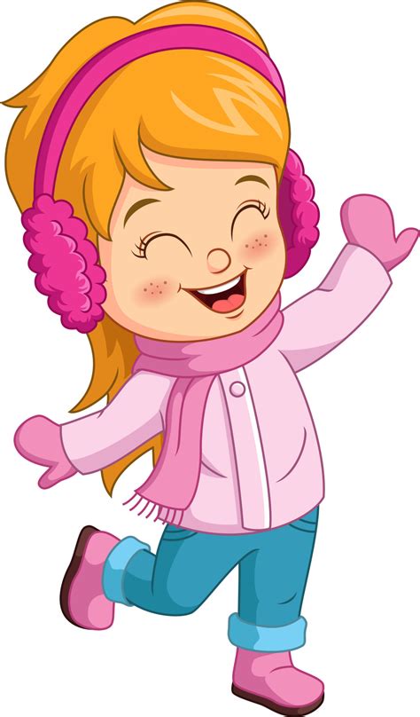 Cartoon happy girl wearing winter clothes 5112404 Vector Art at Vecteezy