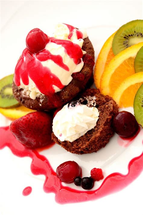 Free Stock Photo Of White Plate Topped With Fruit And Ice Cream