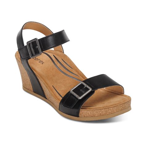 Aetrex Women S Lexa Adjustable Quarter Ankle Strap Wedge Sandals For