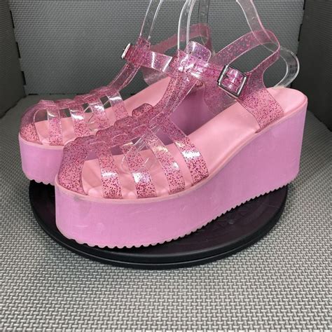 Delias Jelly Platform Sandal Womens 11 Barbie Pink Gl Gem