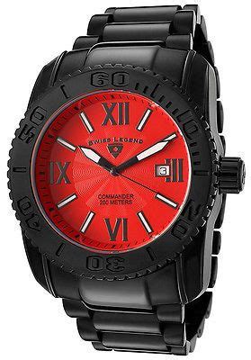 Swiss Legend Bb Men S Commander Black Ip Steel Red Dial