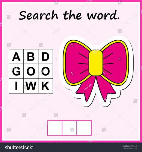 Worksheet Preschool Kids Words Educational Game Stock Vector (Royalty Free) 648792442