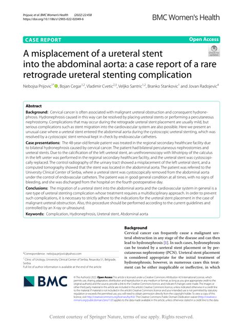 (PDF) A misplacement of a ureteral stent into the abdominal aorta: a case report of a rare ...