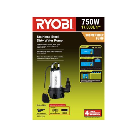 Ryobi 750W Dirty Water Submersible Pump – Rissamelt