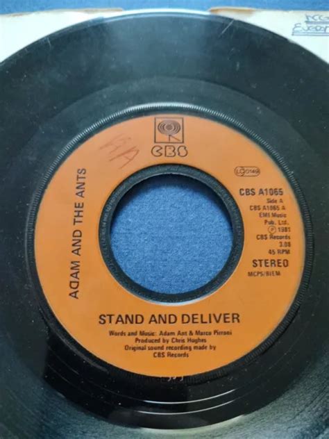 Adam The Ants Stand And Deliver Pouces Disque Vinyle Single