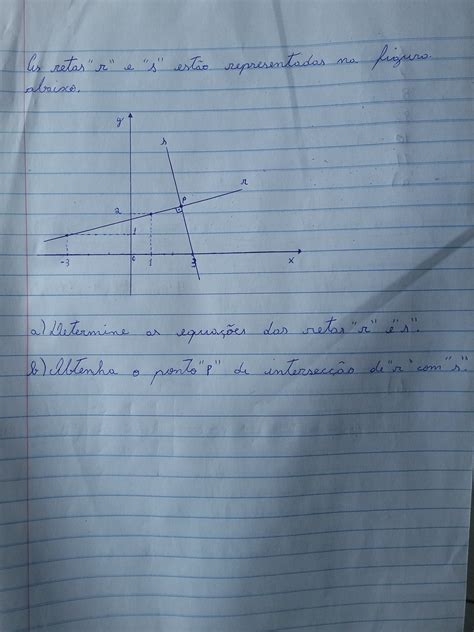 Segue O Anexo Abaixo A Determine As Equações Das Retas R E S B Obtenha O Ponto P De