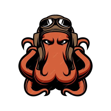 Premium Vector Octopus Pilot Mascot Logo Design Vector