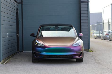 Tesla Model 3 Car Wrap Chameleon Vinyl Wrap Vancouver